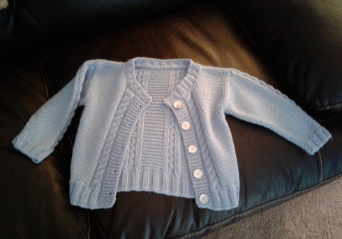 Baby blue cabled cardigan