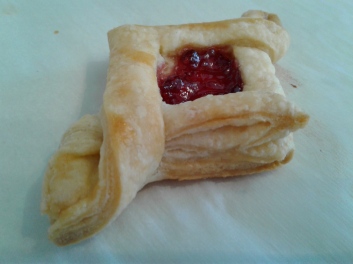 Rough puff pastry with raspberry jam